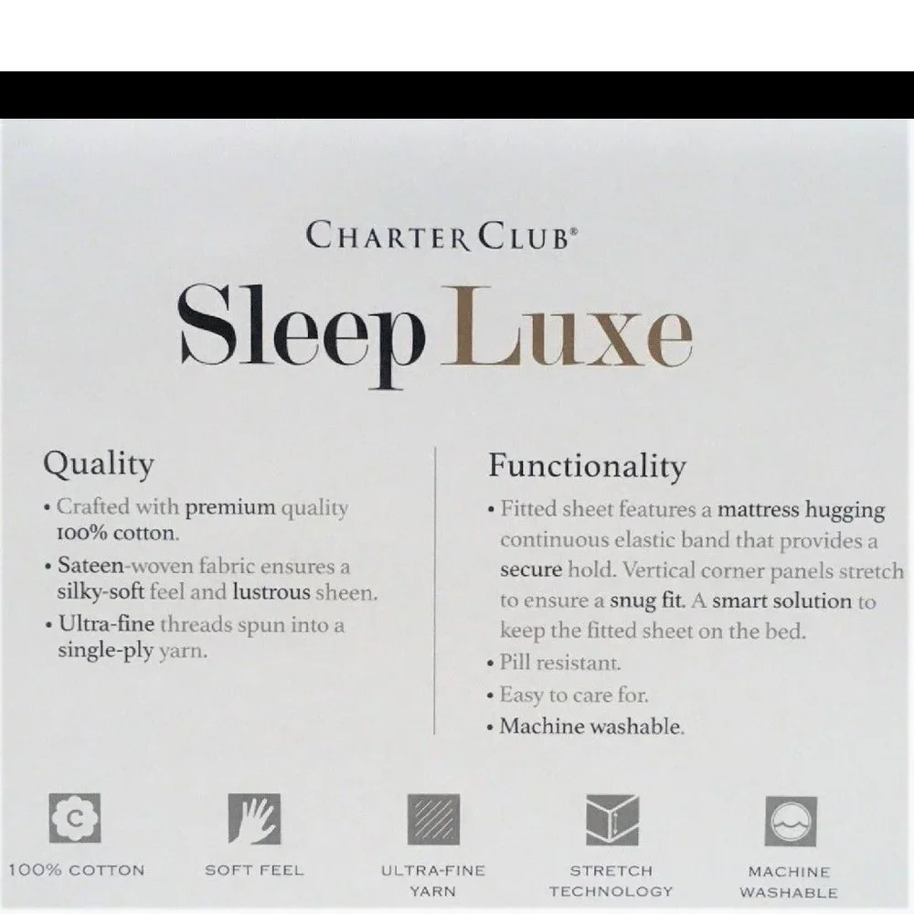 new WHITE Charter Club Sleep Luxe 800 TC Cotton Extra-Deep FULL Sheet Set